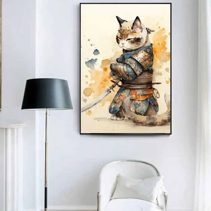 Tableau Samouraï chat 